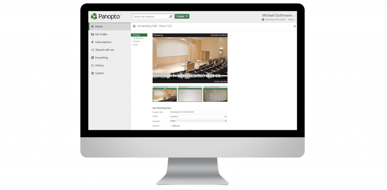 Panopto's automatic video recording makes meeting recording and lecture capture easy